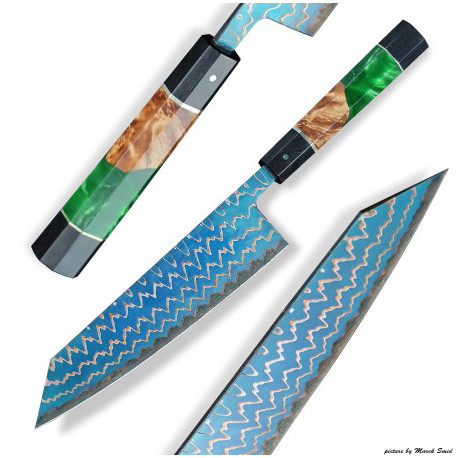 Kuchařský nůž Kiritsuke Dellinger Copper Golden Blue Waves